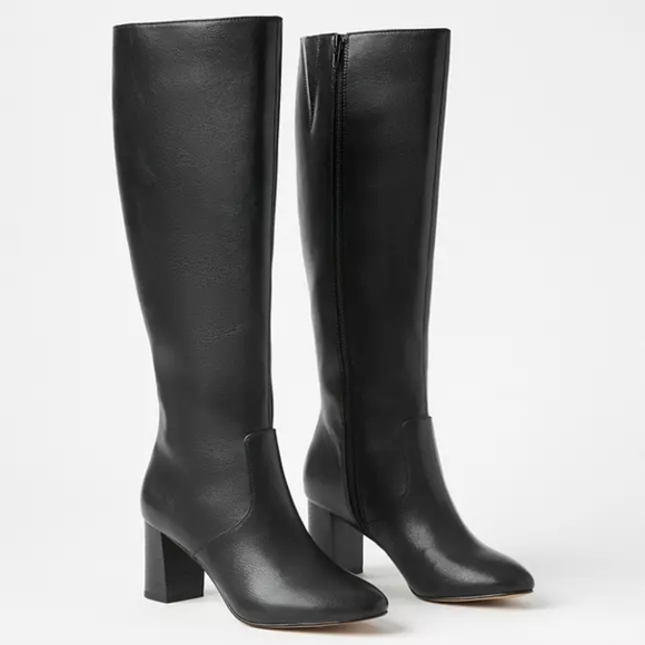 NWOT Ann Taylor LOFT Black Block Heeled Tall Boots Size 10 M - Picture 1 of 11